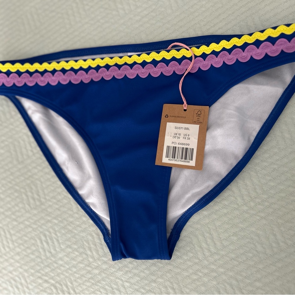 Boden Blue and Pink Bikini BOTTOM with Wavy Trim, size 6